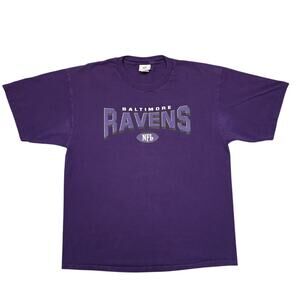 Baltimore Ravens NFL Purple Graphic Print Logo Vintage 90s Y2K T-Shirt Mens XL